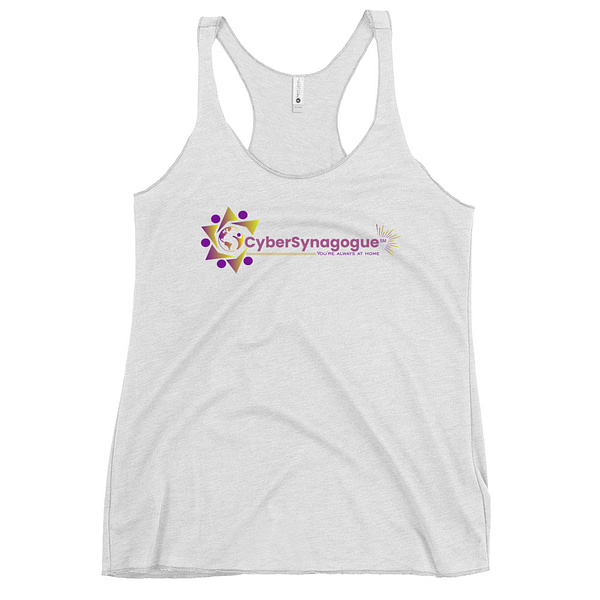 Womens racerback tank top heather white front